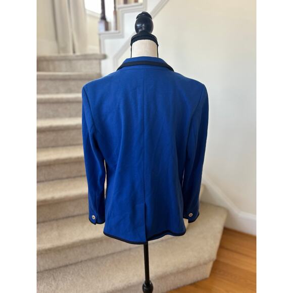 Talbots Cobalt Blue & Navy Aberdeen Cotton Two Button Blazer - Picture 3 of 7